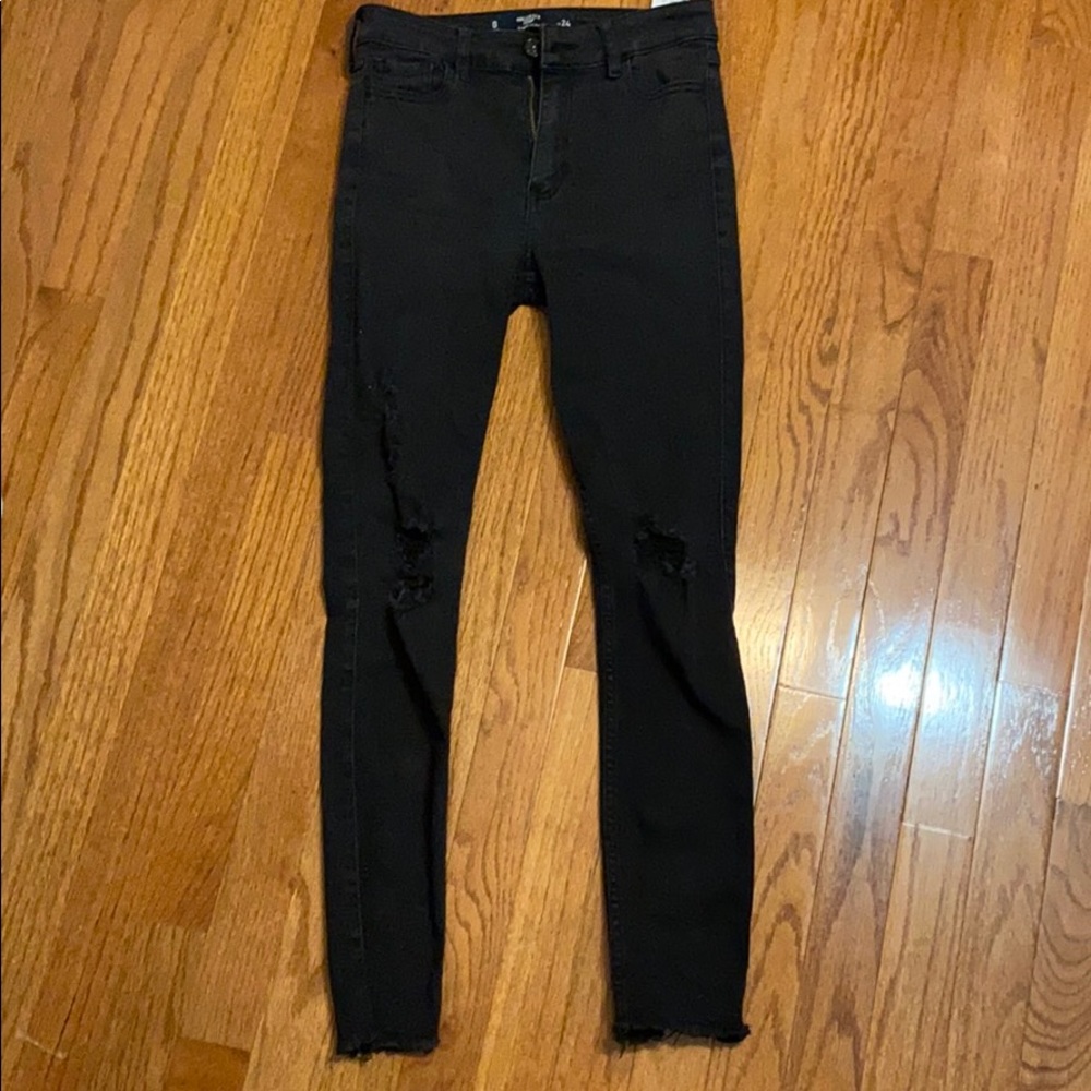 HOLLISTER BLACK CROP HIGH RISE SKINNY JEANS
